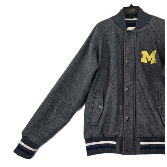 Michigan Wolverines Jacket Mens Medium Gray NCAA College Varsity Wool Letterman - Picture 5 of 16